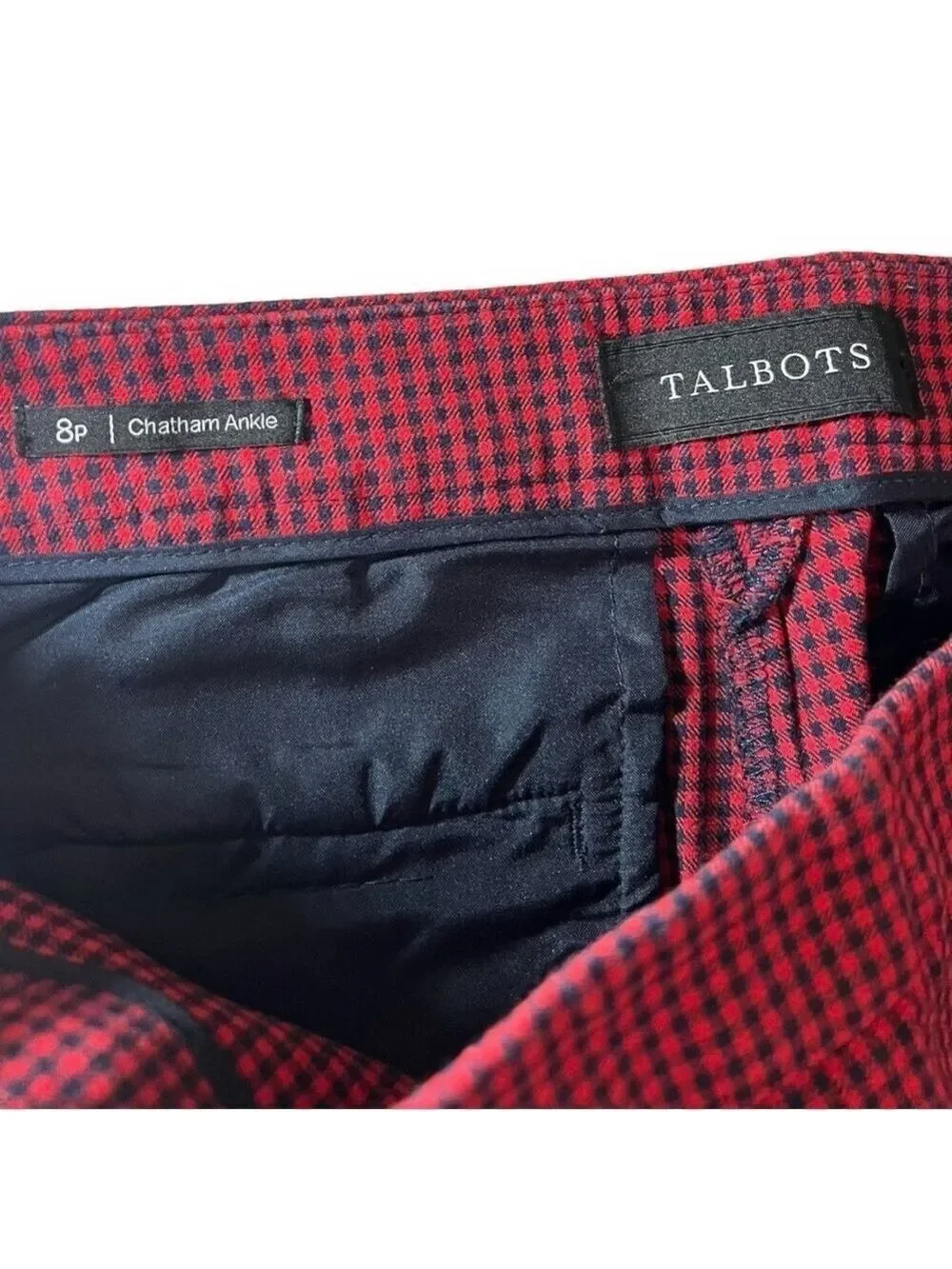 Talbots Women’s Chatham Ankle Pants Red Plaid Size 8P
